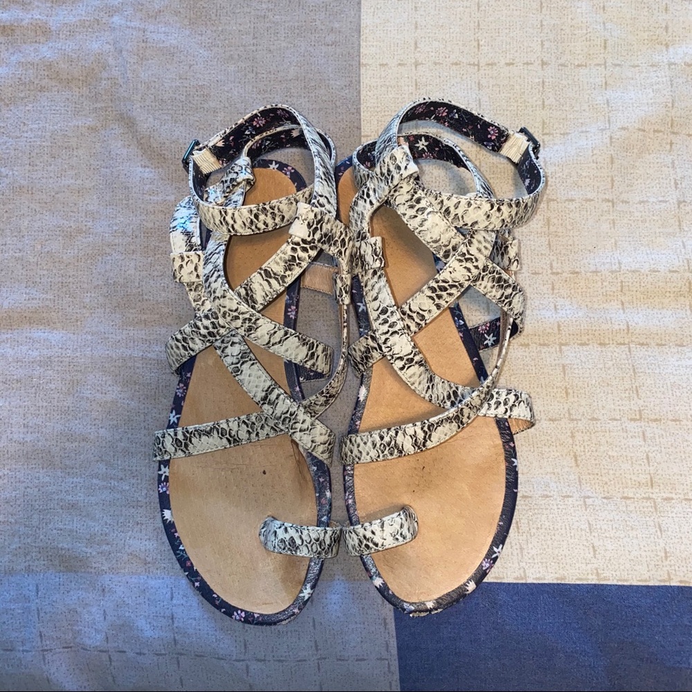 Cabi Athena Gladiator Sandals Snakeskin